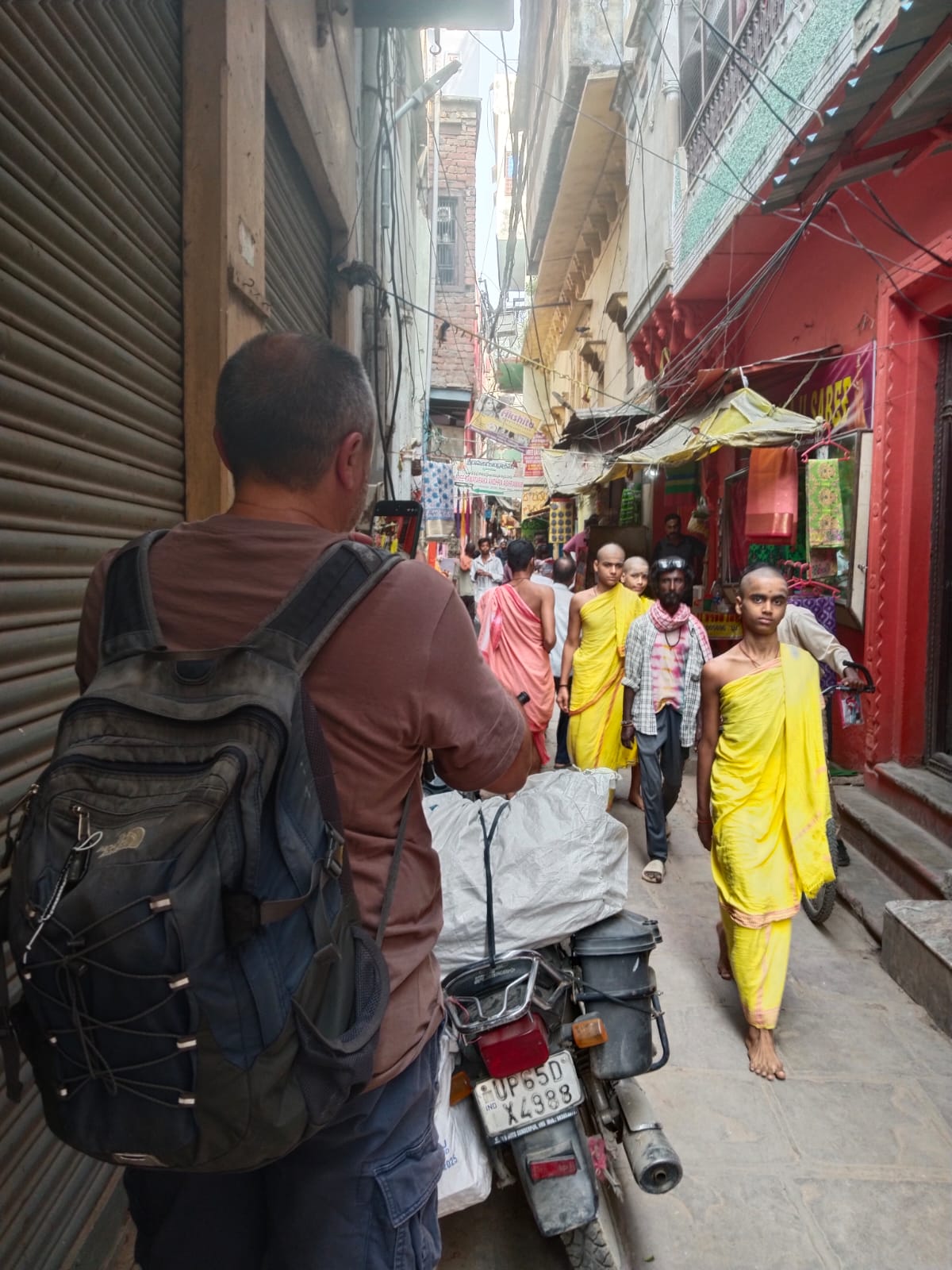 Tourist in Varanasi Old City Streets